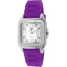Trax Womens Tr5132-wpr Posh Square Purple Rubber White Dial Watch