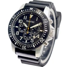 Trintec Zulu-01 Chronograph with Black Bezel and Stainless Steel Case ZULU-01-CH-S