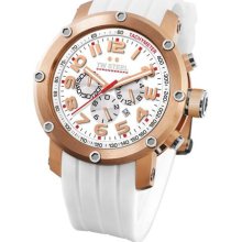 Tw Steel Men's Tw132 Grandeur Tech White Rubber Chronograph Dial Watch