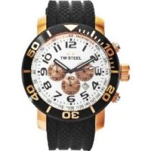 TW Steel Mens TW77 Grandeur Diver Black Rubber White Chronograph Dial