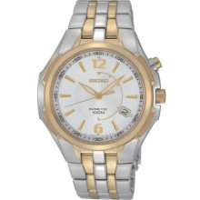 Two tone stainless Steel Kinetic Date White Dial