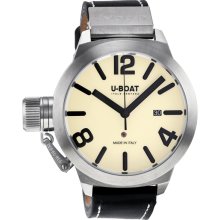 U-Boat Classico Beige Dial Automatic Black Leather Mens Watch 5565