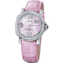 Ulysse Nardin Dual Time Ladies Steel Diamond Watch 223-28B/396