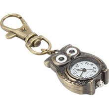 Unisex Alloy Analog Quartz Keychain Watch with Owl (Bronze)
