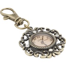 Unisex Alloy Analog Quartz Keychain Watch with Hollow Flower (Bronze)