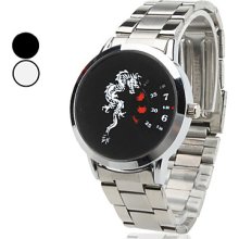 Unisex Dragon Style Steel Quartz Analog Wrist Watch (Silver)