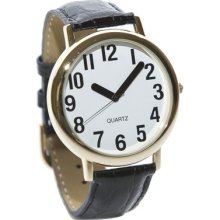 Unisex Low Vision Watch Gold Tone White Face