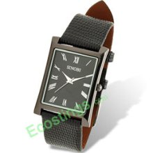 Unisex Square Dial Leather Band Roman Numberal Quartz Watch