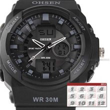 Us+tracking Ohsen Cool Waterproof Mens Digital Lcd Stopwatch Alarm Sport Watch