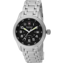 Victorinox Saf Airboss Mach 2 Men's Automatic Watch With Black Dial Analogue Display And Silver Stainless Steel Strap V.25092