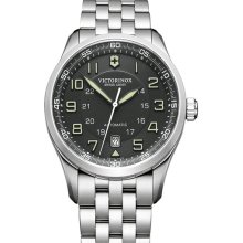 Victorinox Swiss Army 'Airboss' Automatic Bracelet Watch Black/ Silver