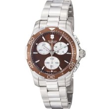 Victorinox Swiss Army Men's Quartz Classic Brown Dial Silver-tone Stainless Steel Bracelet Watch