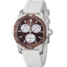 Victorinox Swiss Army Men's Classic Chronograph Brown Dial White Rubber Strap Watch