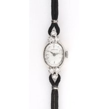 Vintage Ladies 14k White Gold & Diamond Dress Watch