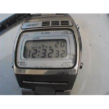 Vintage Seiko Alarm Date Lcd Chronograph Watch Runs
