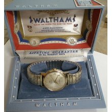 Waltham Men Swiss Made 17Jwl Gold Slim Watch w/ Original Box