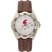 Washington State Cougars All Star Mens Leather Strap Watch