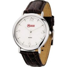 Watch Creations Ladies' Polished Silver Watch with Brown Leather Strap Promotional