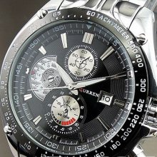 Waterproof Quartz Hour Dial Date Clock Sport Men Steel Wrist Watch, W83