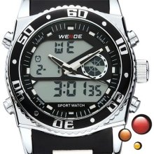 Weide Stylish Mens Led Digital Wrist Watches Quartz Watch Dual Display Black