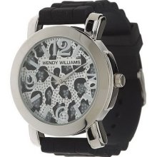Wendy Williams Animal Print Dial Silicone Strap Watch - Black - One Size
