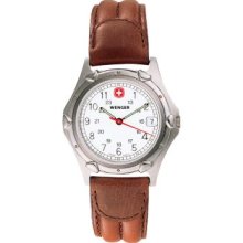 Wenger Men's Standard Issue Swiss Made Quartz Brown Leather Strap Watch