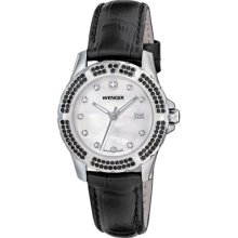 Wenger Women's Sport Elegance Black Leather Watch ...