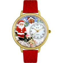 Whimsical Watches Mid-Size Santa Claus Quartz Movement Miniature Detail Leather Strap Watch