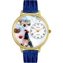 Whimsical Watches Mid-Size Flight Attendant Quartz Movement Miniature Detail Leather Strap