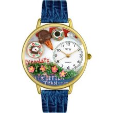 Whimsical Watches Mid-Size Chocolate Lover Quartz Movement Miniature Detail Blue Strap Watch