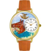 Whimsical Watches Mid-Size Japanese Quartz Horse Head Tan Leather Strap Watch