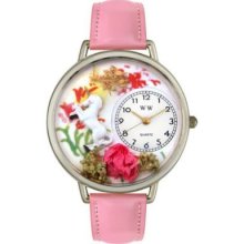 Whimsical Watches Mid-Size Unicorn Quartz Movement Miniature Detail Pink Leather Strap Watch