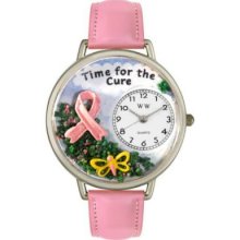 Whimsical Watches Mid-Size Japanese Quartz Time For The Cure Pink Leather Strap Watch