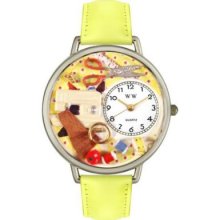 Whimsical Watches Mid-Size Japanese Quartz Sewing Yellow Leather Strap Watch