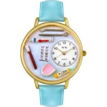 Whimsical Watches Mid-Size Dentist Quartz Movement Miniature Detail Baby Blue Strap Watch