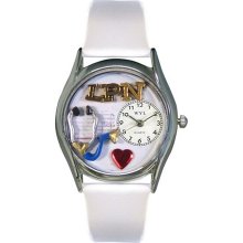 Whimsical Watches Women's LPN Silver S0610012 White Leather Quartz Watch with White Dial
