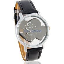 WoMaGe Round Dial Women's Hollow Design Analog Watch (Black)
