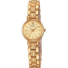 Women Pulsar PPH476 Dress Gold Tone Stainless Steel Champagne Dial