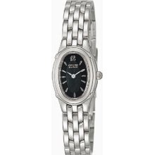 Womens Citizens Watch Silvertone EP4020-52E Eco Drive Oval Black Face - Black - Metal - 7.5