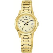 Women's Gold Tone Stainless Steel Champagne Dial Dress Watch with Expa