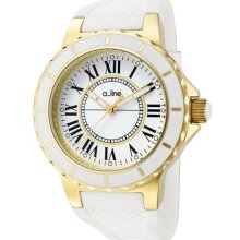 Women's Marina White Dial Gold Tone IP Case White Silicone ...