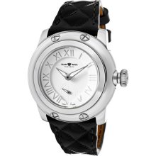 Women's Palm Beach White Dial Black Genuine Leather ...