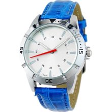 Womens Quartz Powered Stainless Steel Leather Band Casual Watch (Blue) - Blue - Leather