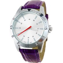 Womens Quartz Powered Stainless Steel Leather Band Casual Watch (Purple) - Purple - Leather