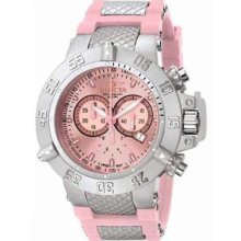 Women's Stainless Steel Subaqua Noma III Diver Pink Dial Chronograph Rubber Stra