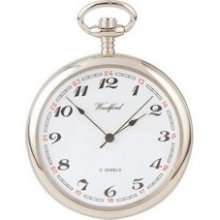 Woodford Arabic White Face Mechanical Pocket Watch - Chrome