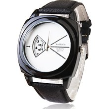 Wrist Fashionable Quartz Watch with Black PU Leather Band