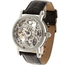 Yves Camani Julien Skeleton Men's Mechanical Watch With Multicolour Dial Analogue Display And Black Leather Strap Yc1021-A