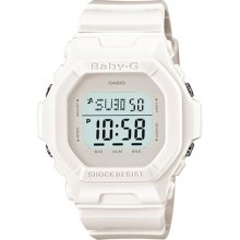 100m Shock Resistant White Resin Casio Baby-g Quartz Alarm Watch W/ El Backlight