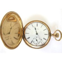 10k Goldfill Elgin Pocket Watch,hunter Case,size 16,7j,no Mono,sev'd & Run